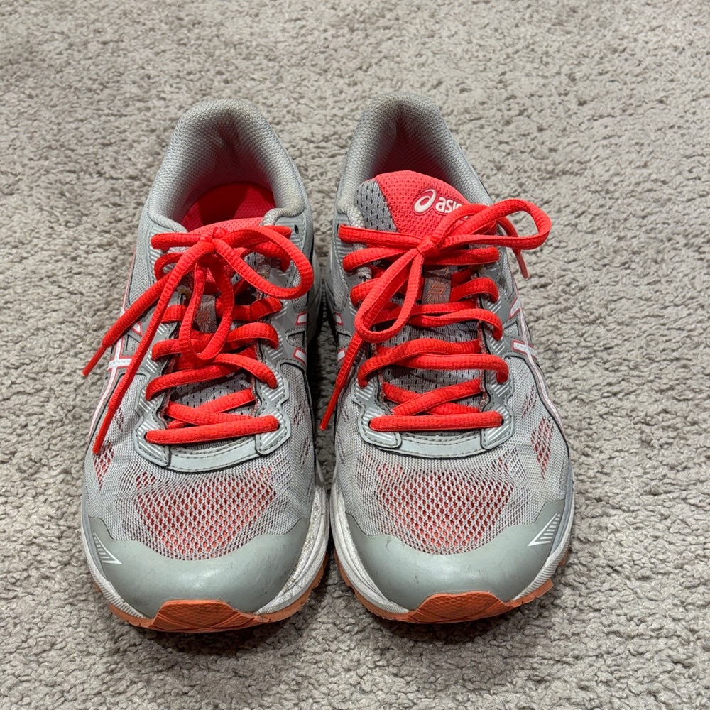 Asics Red and Gray Athletic Sneakers